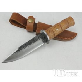 Pure Hand-made Bamboo Handle Fixed Blade Knife Camping Knife UDTEK01286
